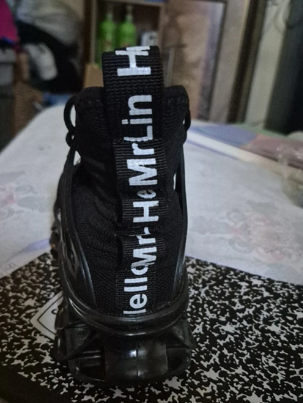 Hello MrLin Black High-Top Blade Sneaker Punk Techwear Shoes